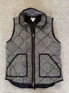 J. Crew Quilted Herringbone Vest - Black & White